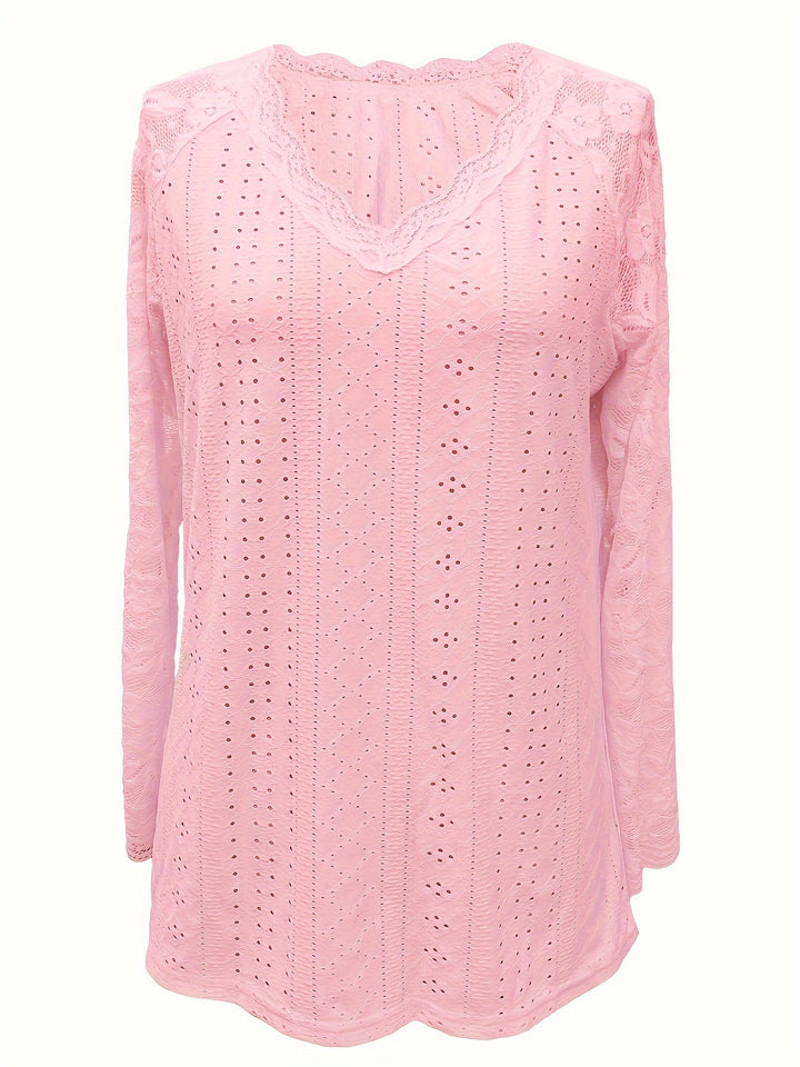 Rosetta | Lace-Sleeve Tie-Neck Top