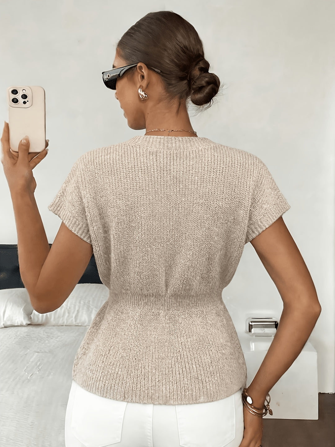 Heather | Button-Front Short-Sleeve Cardigan