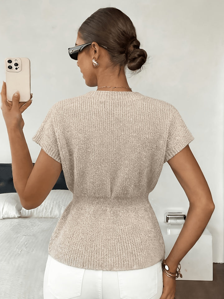 Heather | Button-Front Short-Sleeve Cardigan