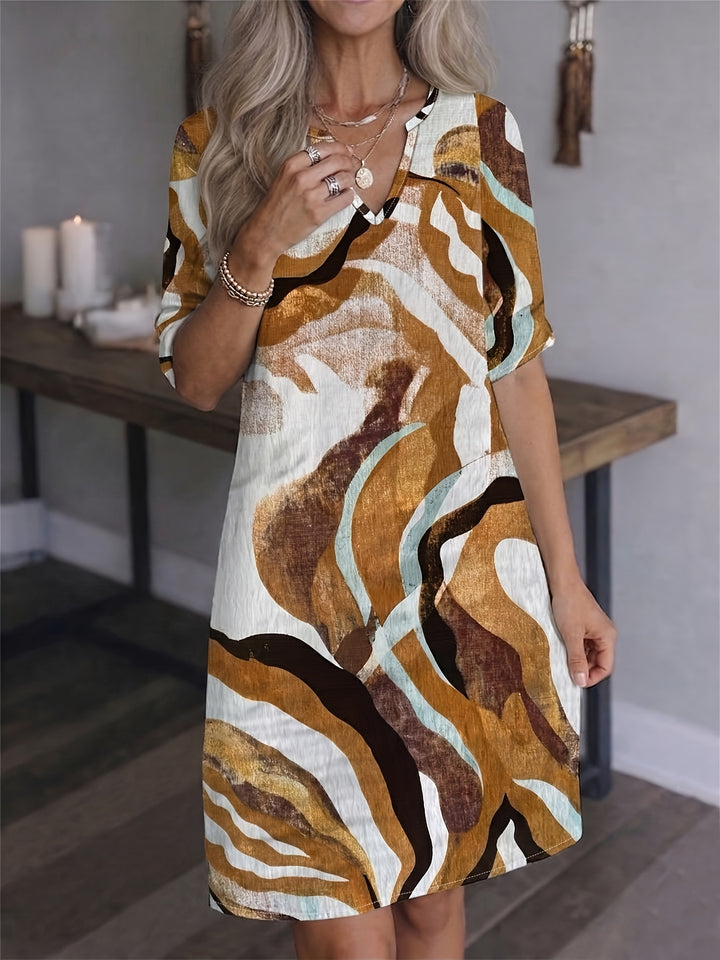 Marion | Artful Print V-Neck Dress