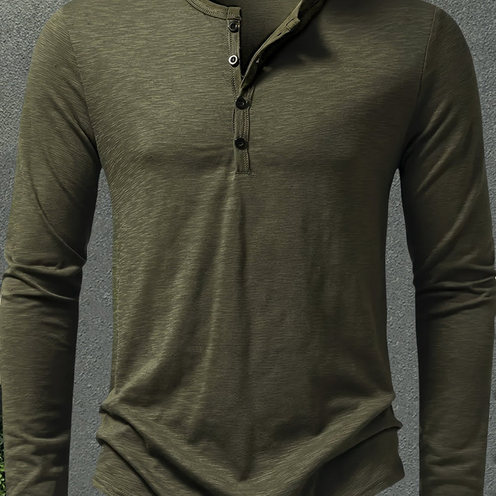 Rhys | Button-Placket Long-Sleeve Henley