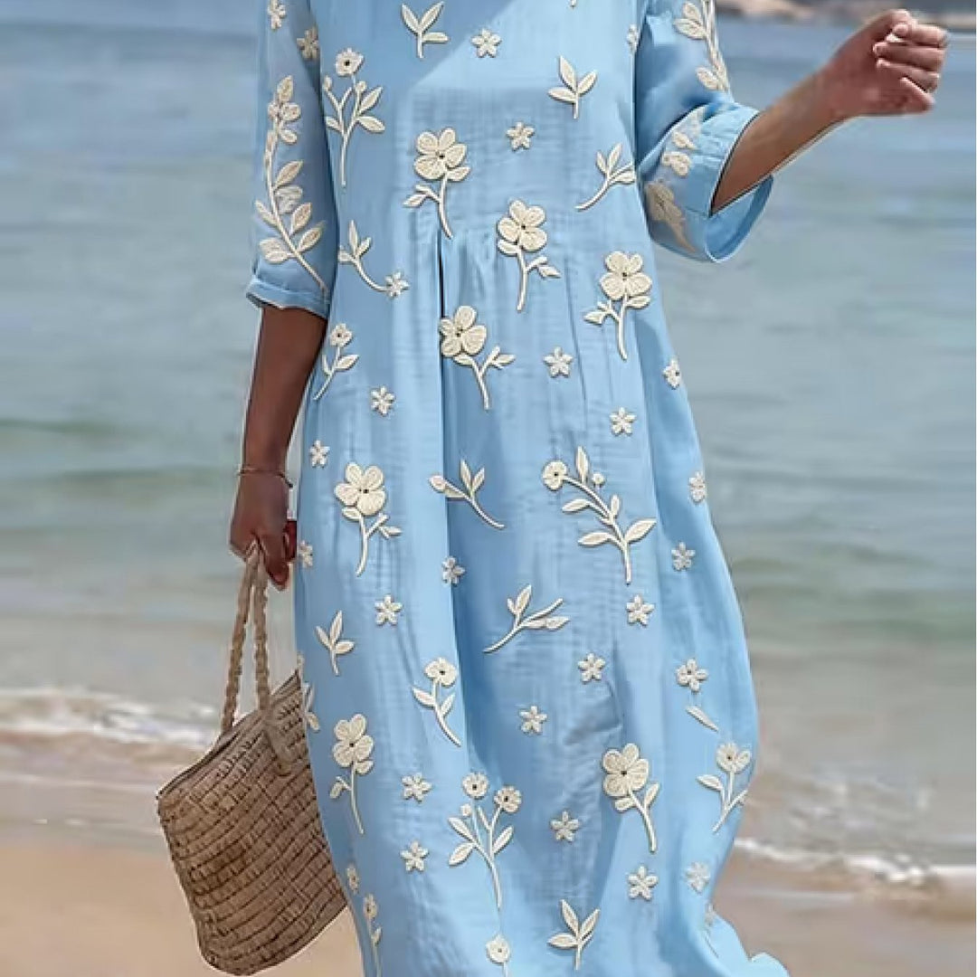 Maxine | Printed Round-Neck Midi Dress