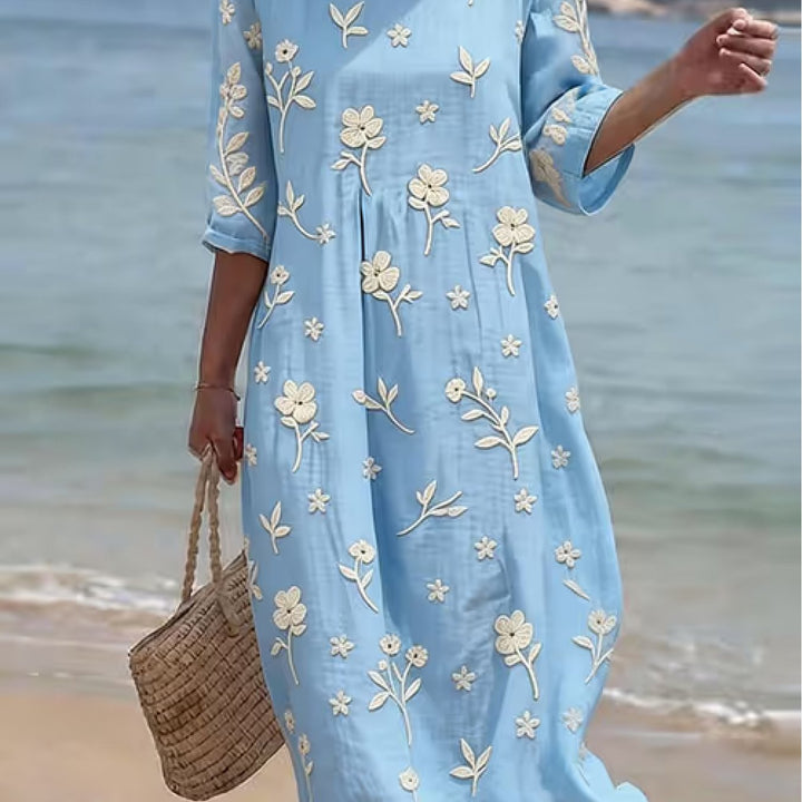 Maxine | Printed Round-Neck Midi Dress
