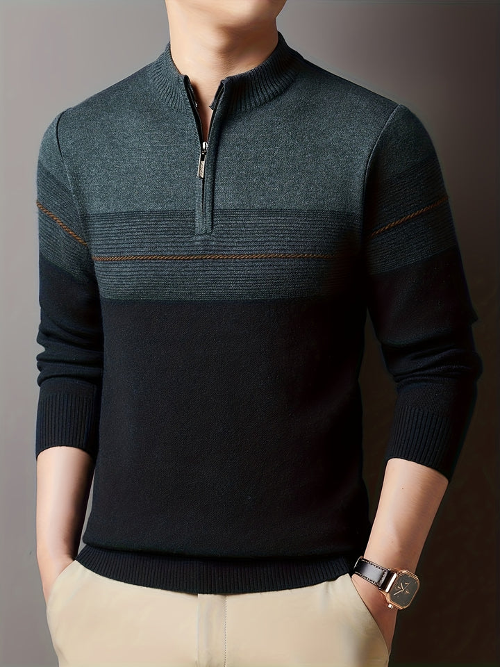 Ambrose | Half-Zip Striped Sweater