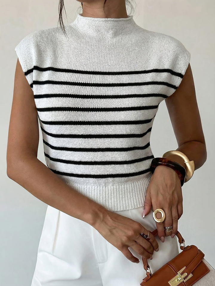 Tamsin | Mock Neck Cap-Sleeve Top