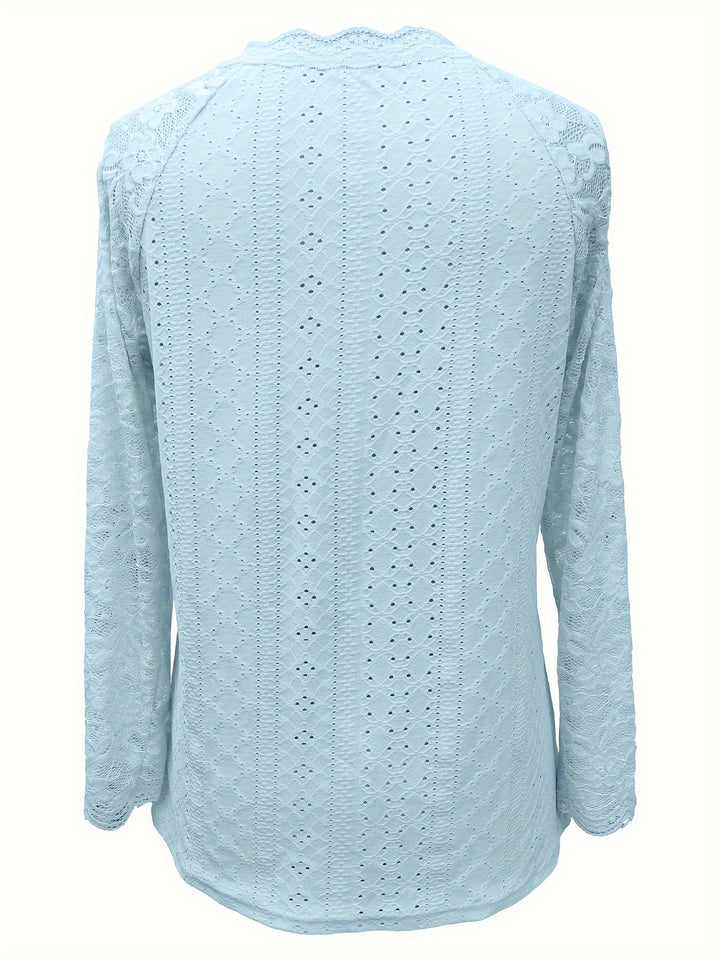 Rosetta | Lace-Sleeve Tie-Neck Top
