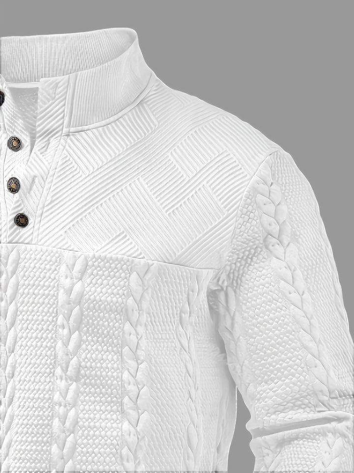 Griffin | Textured Button-Neck Pullover