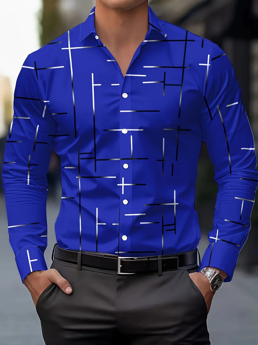 Spencer | Modern Line-Print Shirt