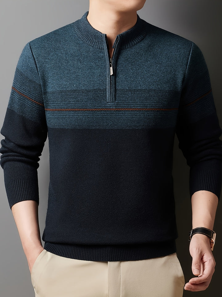 Ambrose | Half-Zip Striped Sweater