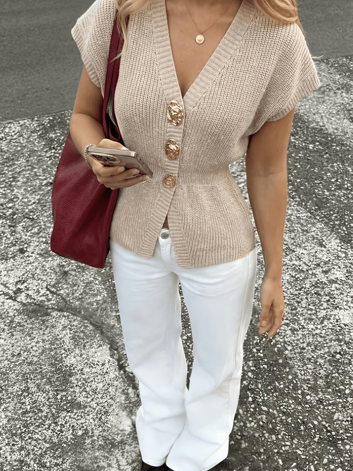 Heather | Button-Front Short-Sleeve Cardigan