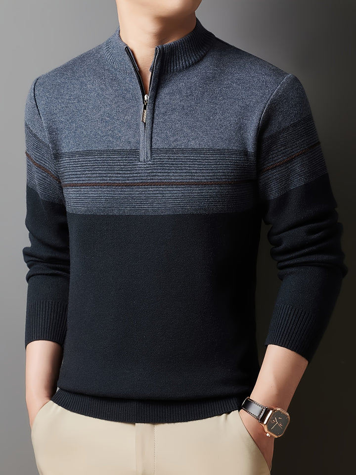 Ambrose | Half-Zip Striped Sweater
