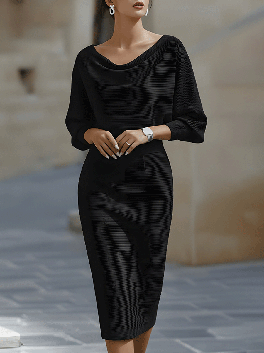 Lydia | Elegant Round Neck Midi Dress