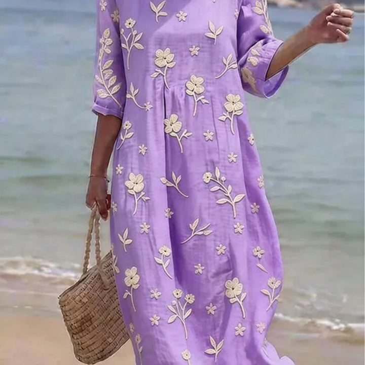 Ella | Floral Embroidered Midi Dress