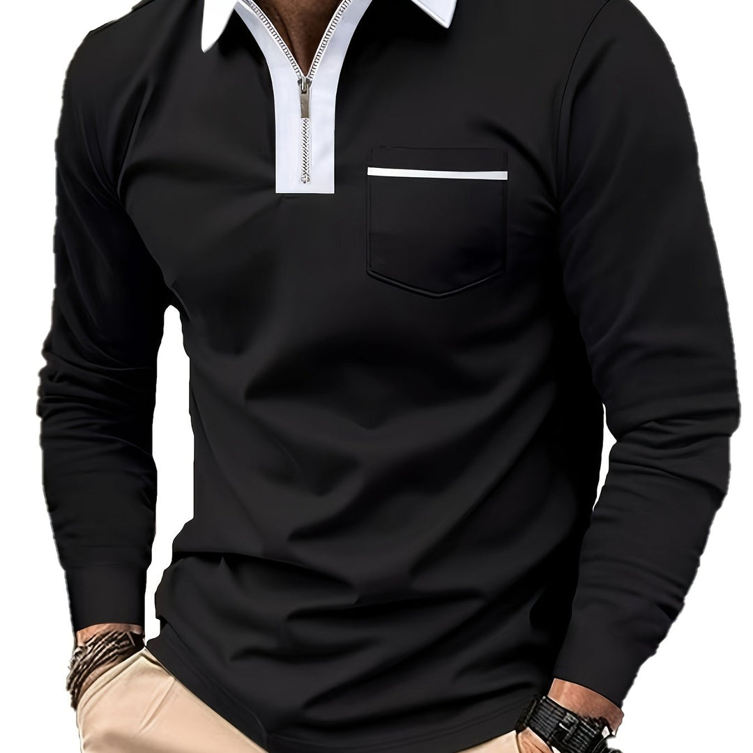 Douglas | Zip-Collar Long Sleeve Polo Shirt