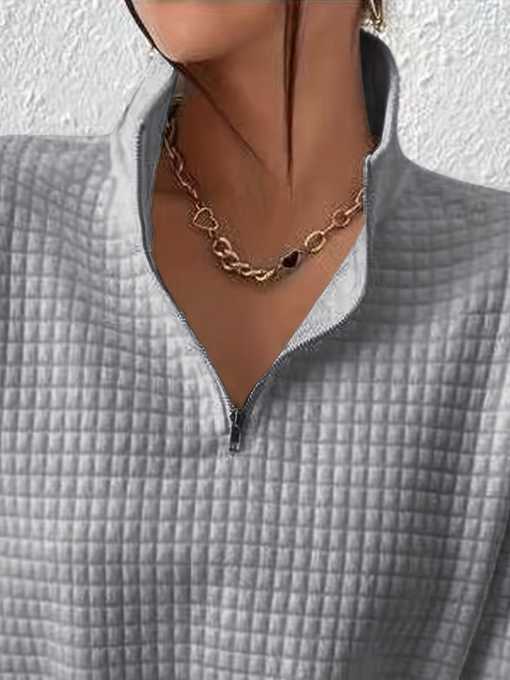 Elodie | Textured Quarter-Zip Pullover