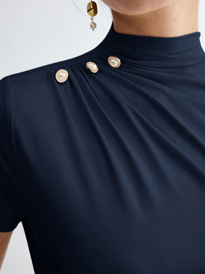 Hazel | Fitted Mock-Neck Top