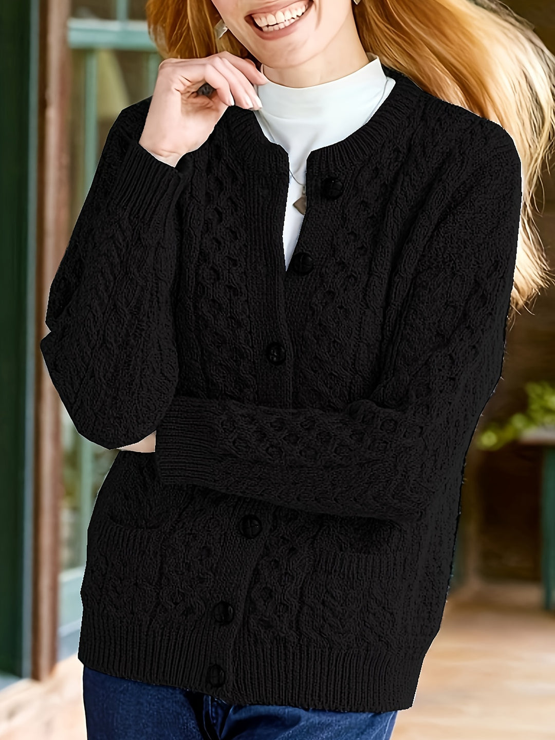Winifred | Textured Button-Front Cardigan