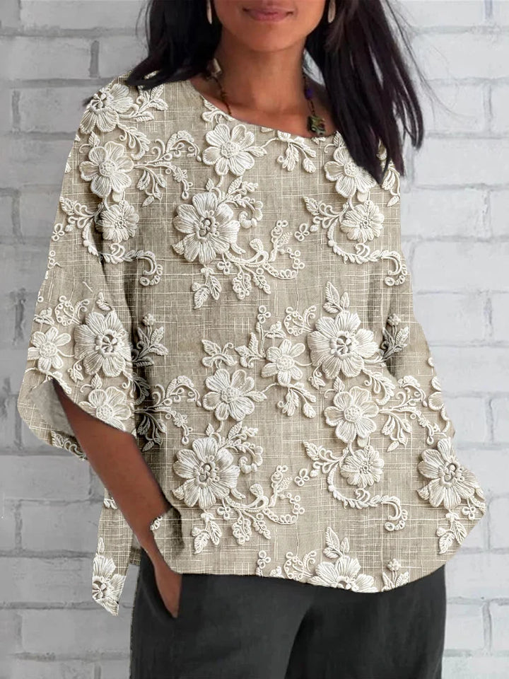 Marguerite | Embroidered Floral Relaxed Blouse