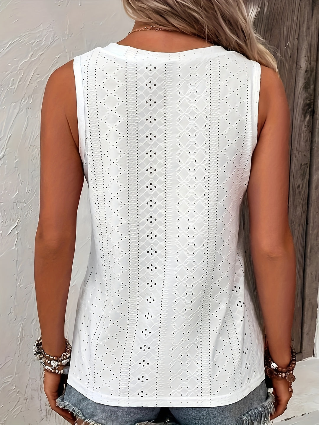 Maeve | Eyelet V-Neck Tank Top