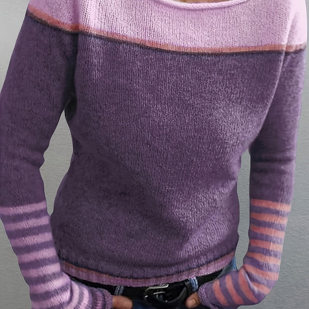 Annika | Colour-Block Boat Neck Sweater