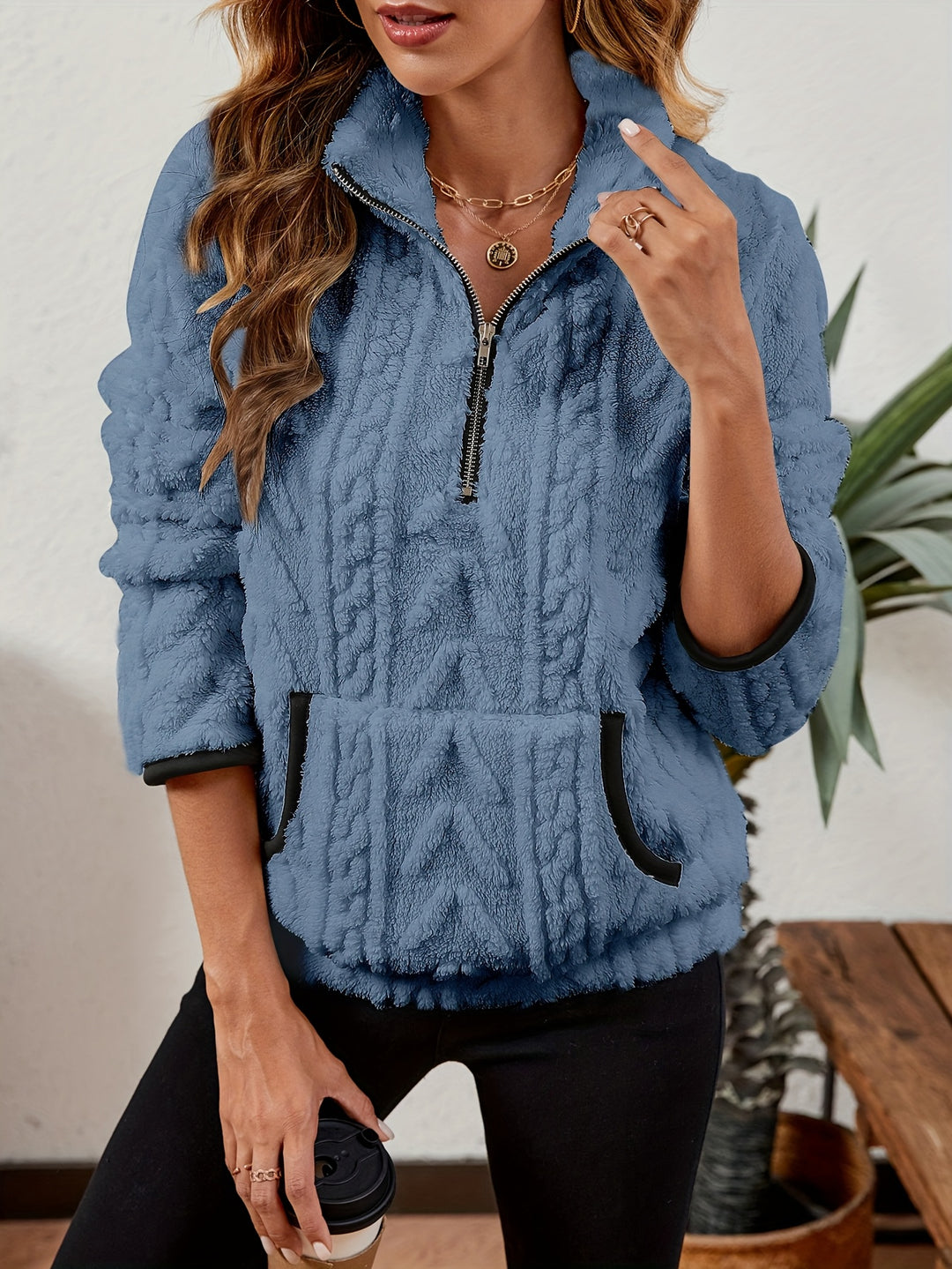 Thea | Textured Half-Zip Pullover