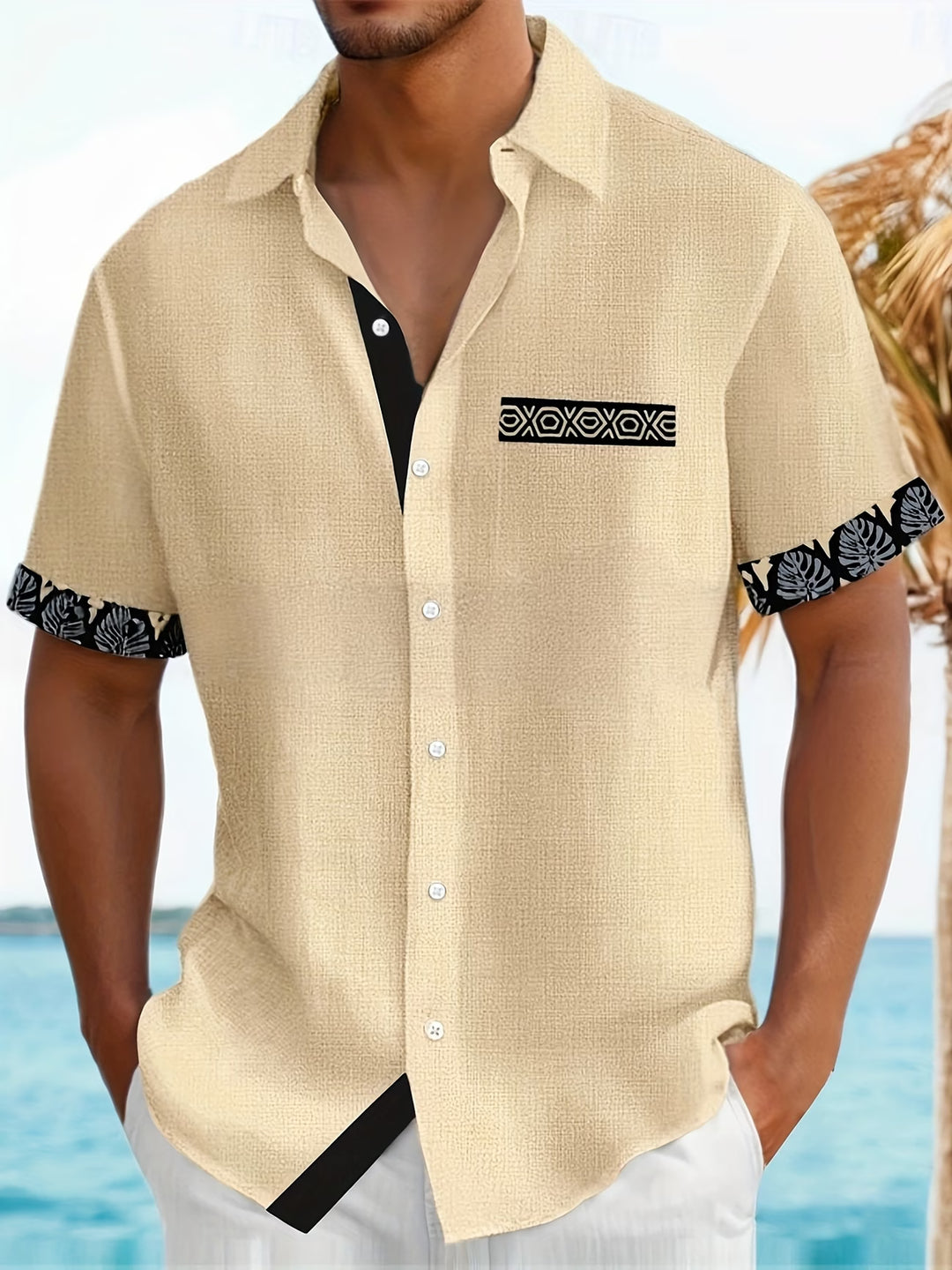 Dougie | Casual Patchwork Lapel Short Sleeve Shirt