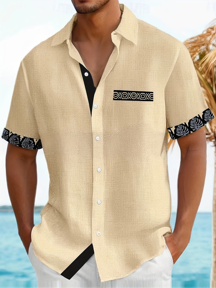 Dougie | Casual Patchwork Lapel Short Sleeve Shirt