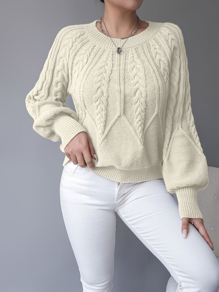 Odette | Cable-Knit Lantern Sleeve Sweater