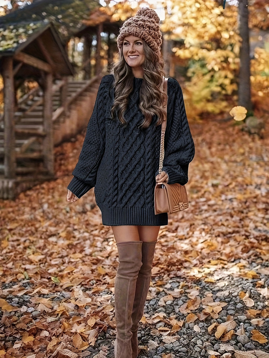Elowen | Cosy Cable-Knit Jumper Dress