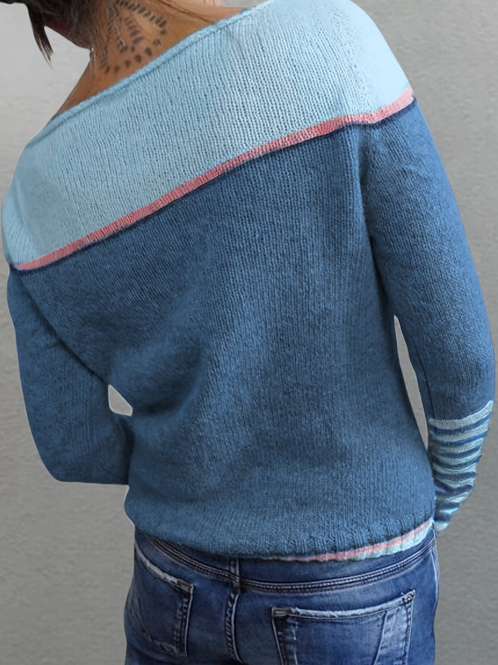 Annika | Colour-Block Boat Neck Sweater