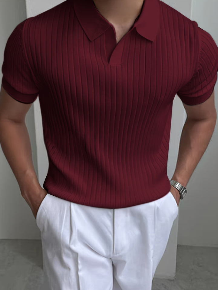 Maxwell | Ribbed Open-Collar Polo Shirt