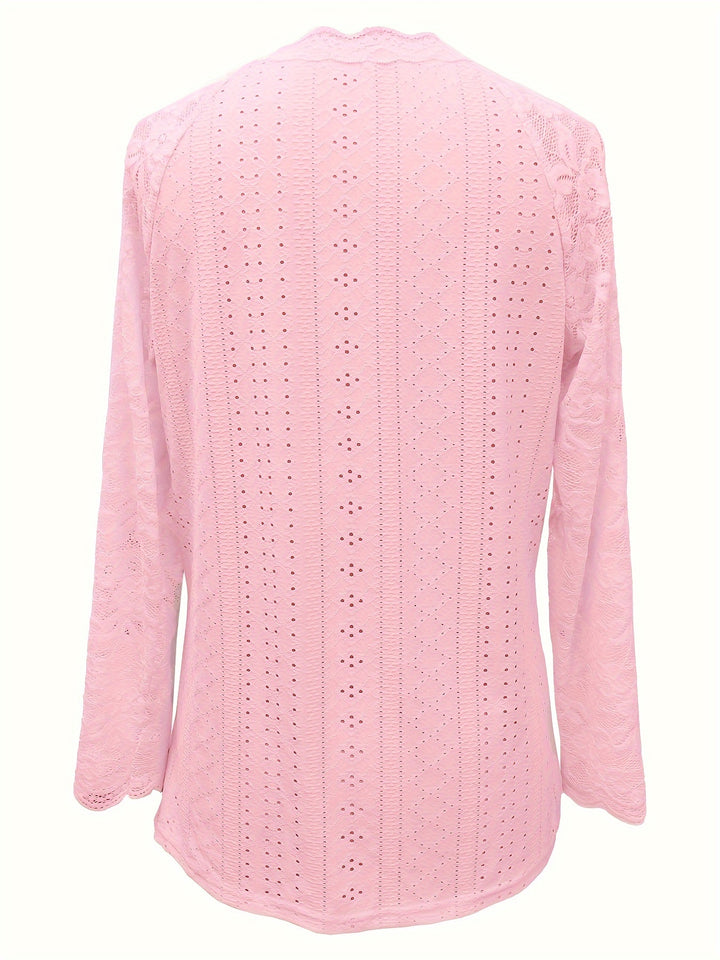 Rosetta | Lace-Sleeve Tie-Neck Top