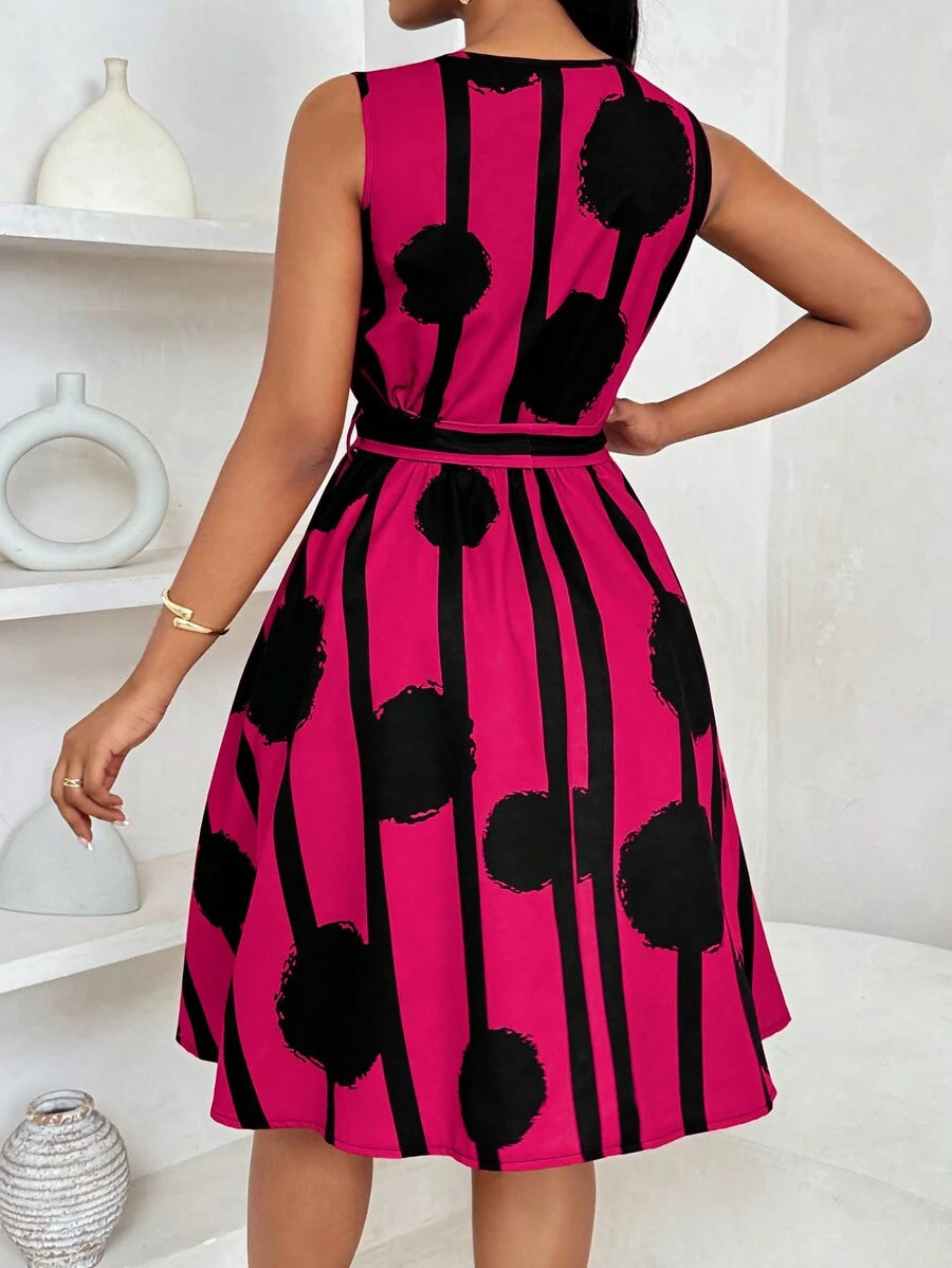 Eleanor | Bold Print Tie-Waist Dress