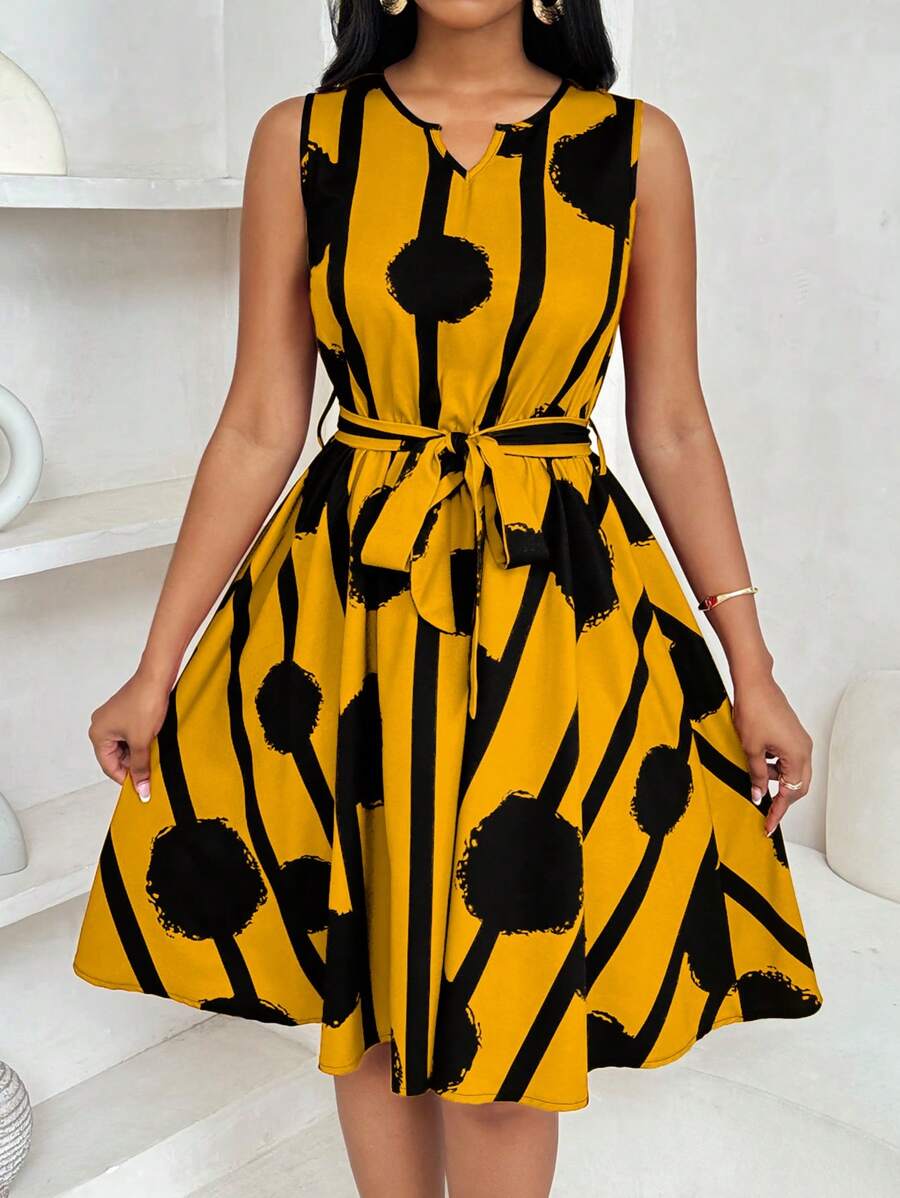 Eleanor | Bold Print Tie-Waist Dress