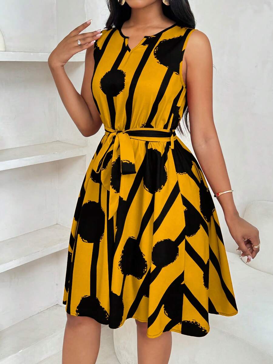 Eleanor | Bold Print Tie-Waist Dress