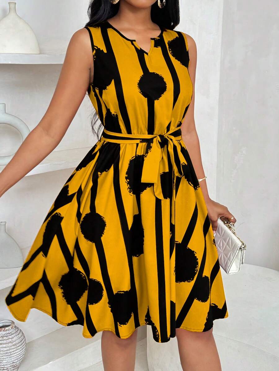 Eleanor | Bold Print Tie-Waist Dress