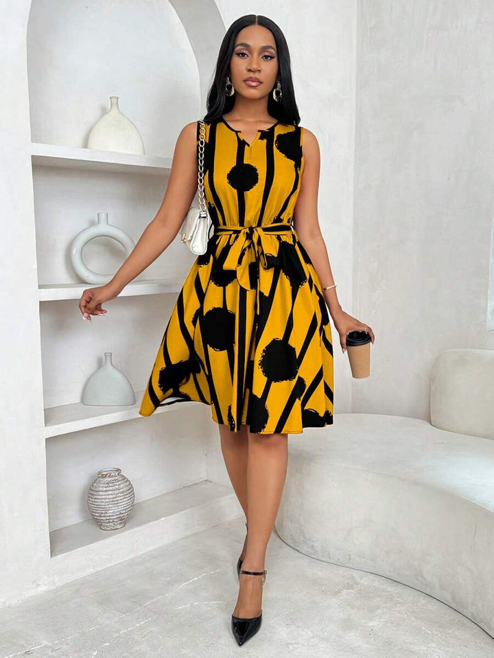 Eleanor | Bold Print Tie-Waist Dress