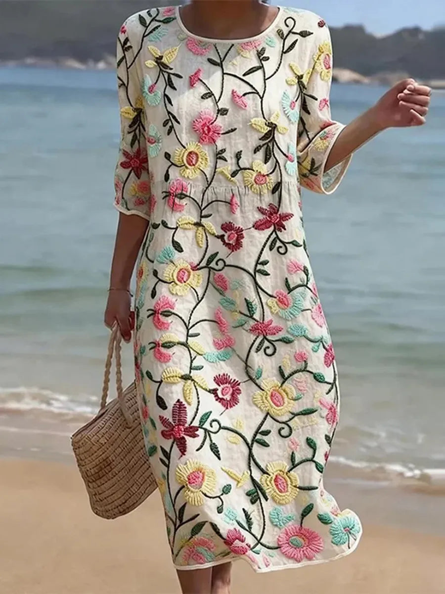Rebecca | Floral Pattern Midi Dress