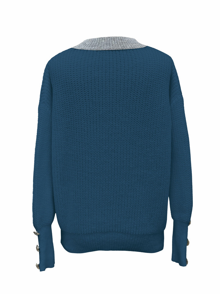 Beatrix | Button-Detail V-Neck Jumper