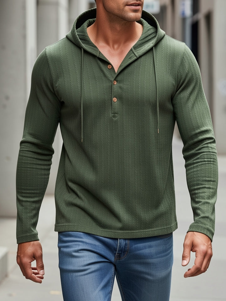 Rafferty | Textured Hooded Henley Shirt