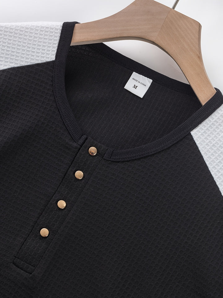 Sawyer | Textured Contrast Henley Shirt