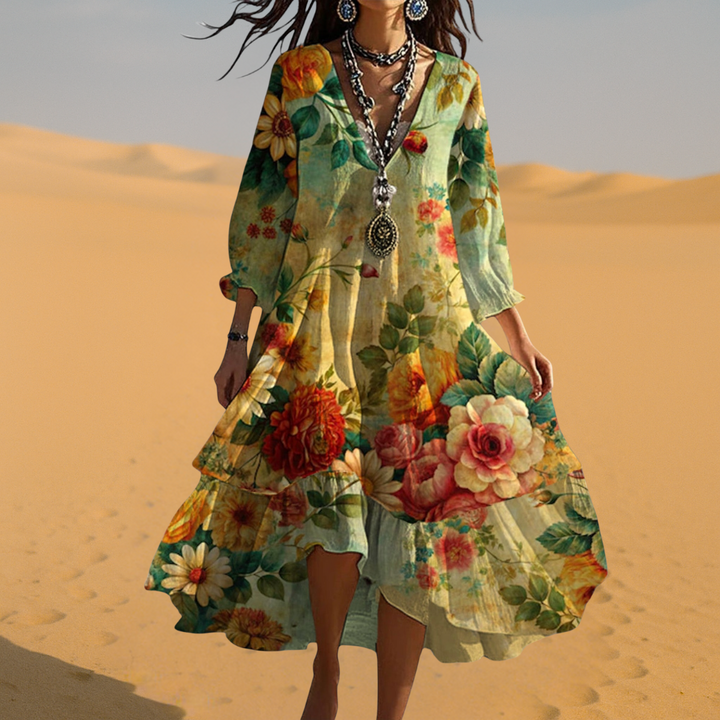 Eva | Floral Bohemian Maxi Dress