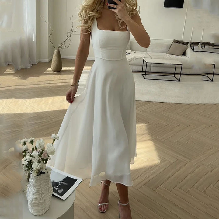 Hannah | Elegant Sleeveless Square Midi Dress