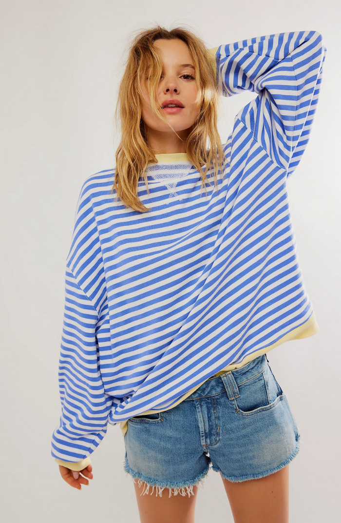 Rosemary | Striped Round-Neck Sweatshirt