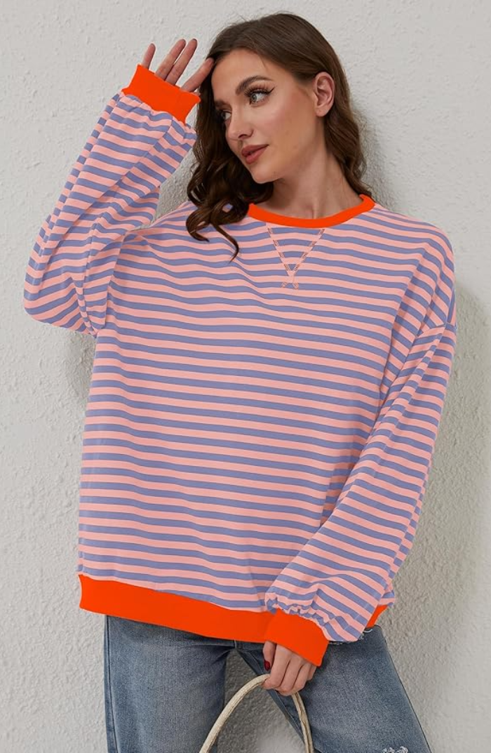 Rosemary | Striped Round-Neck Sweatshirt