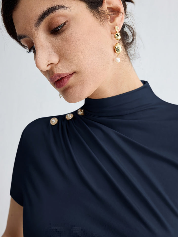 Hazel | Fitted Mock-Neck Top