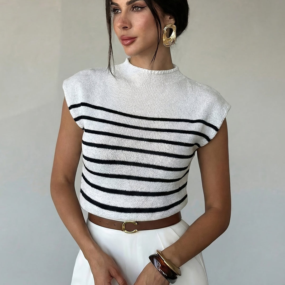 Tamsin | Mock Neck Cap-Sleeve Top