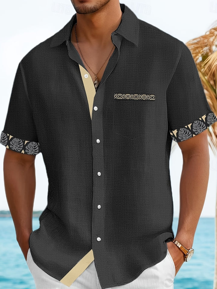Dougie | Casual Patchwork Lapel Short Sleeve Shirt