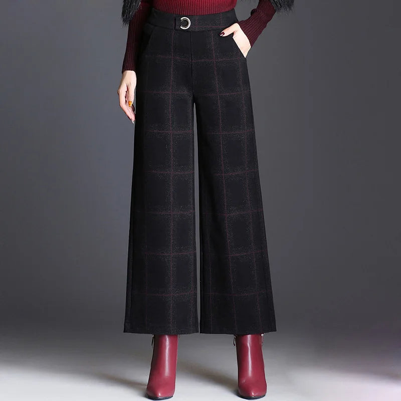 Jenny | Checked Wide-Leg Trousers