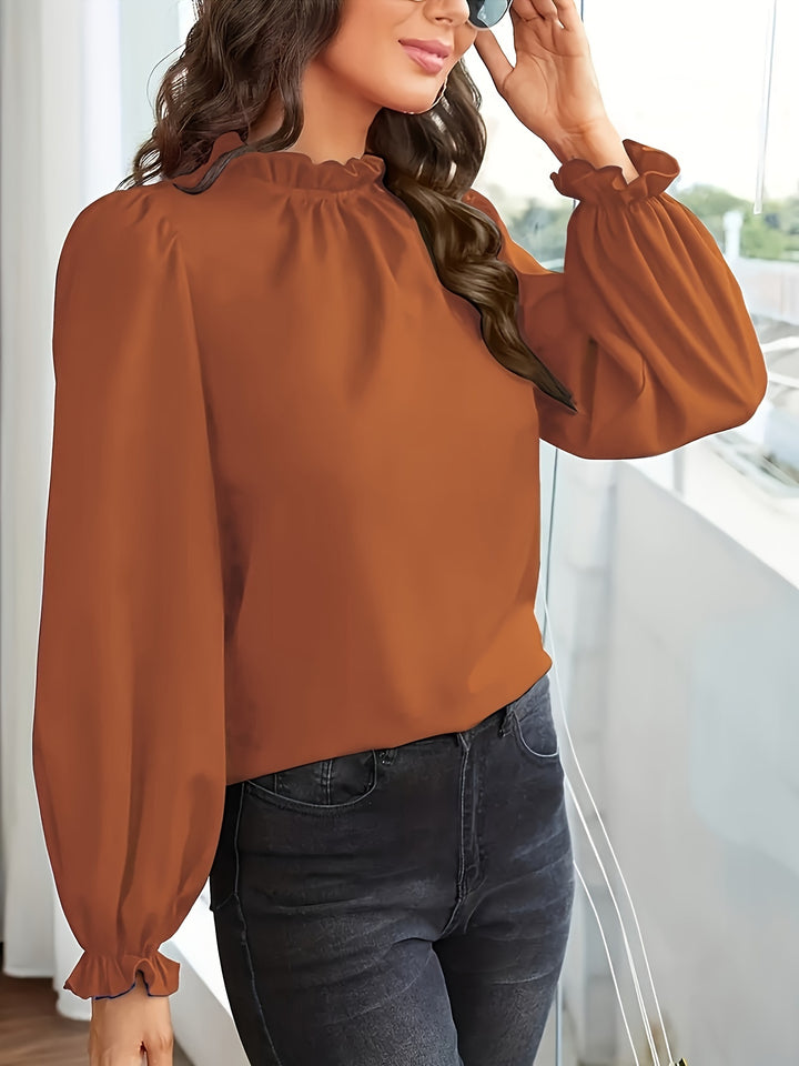 Katherine | Ruffle-Collar Puff Sleeve Blouse